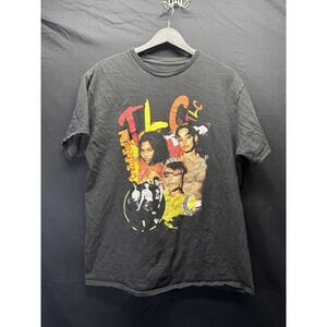 TLC Shirt Mens Medium Black Graphic Concert Tour‎ R&B Hip Hop Band Tee Music